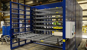 Automated storage rack with electrical controls