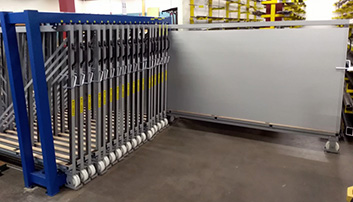 right side loading storage metal sheets rack vertical